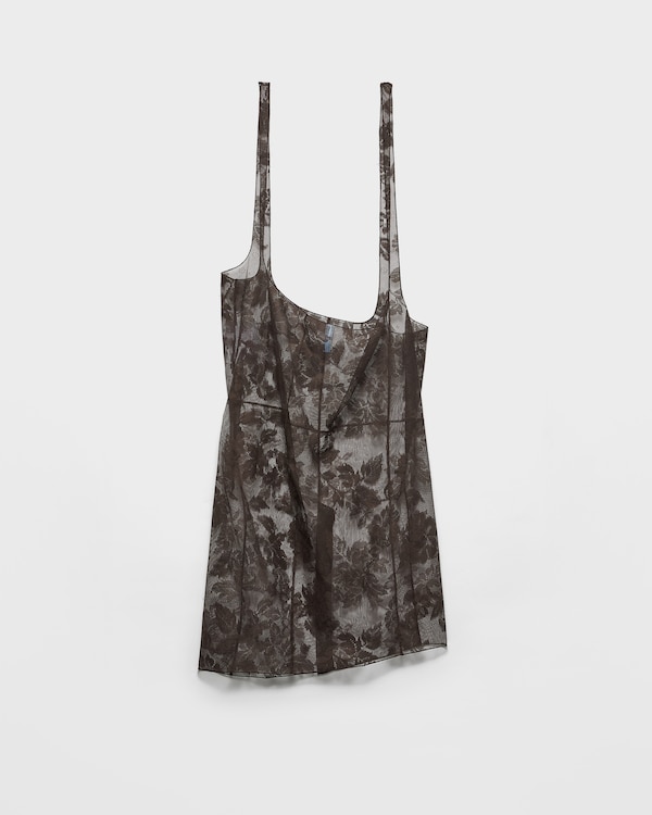 Gonna midi in pizzo Chantilly con bretelle - Ebano Gonna midi in pizzo Chantilly con bretelle - Ebano