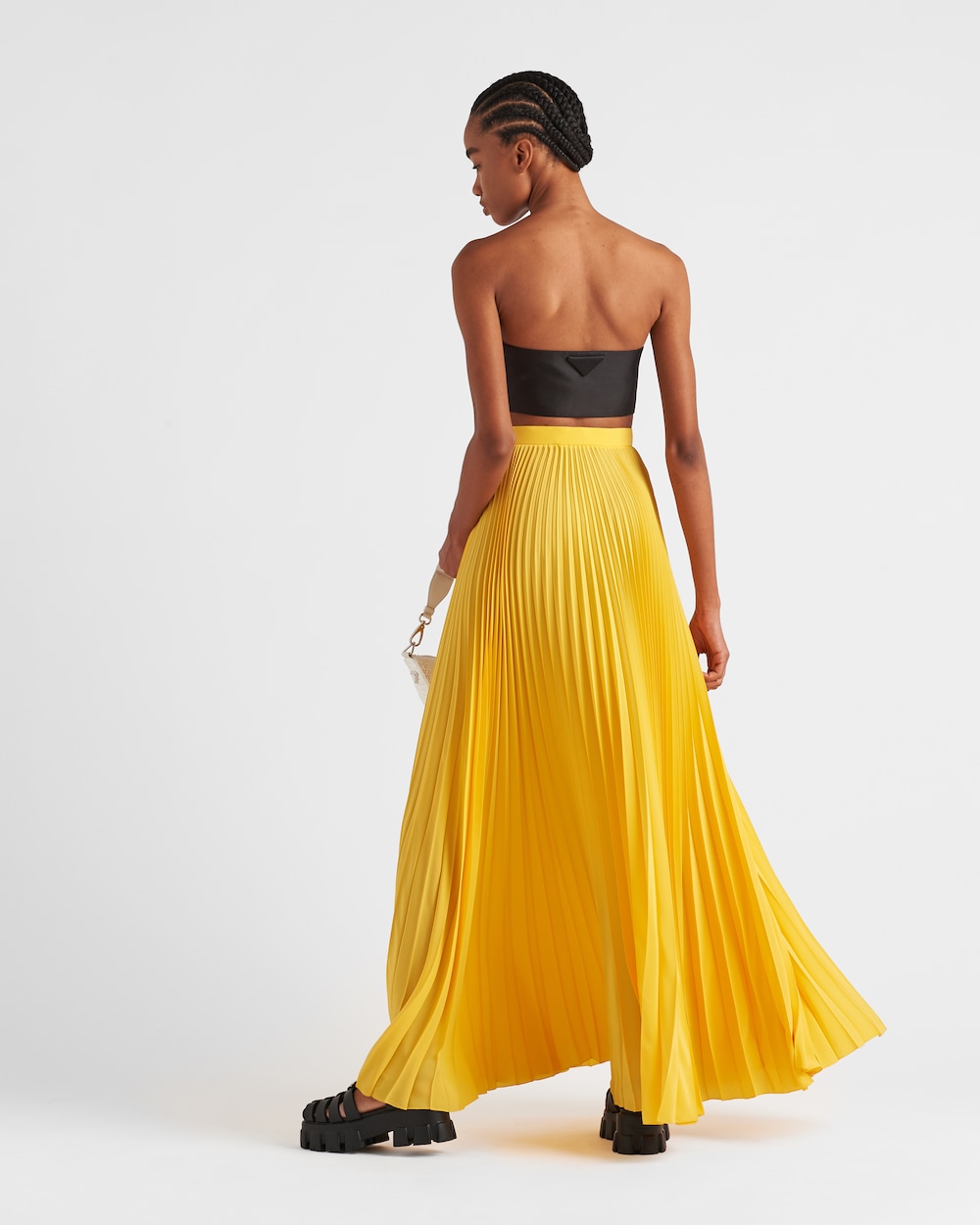 Sunny Yellow Pleated crepe de chine 