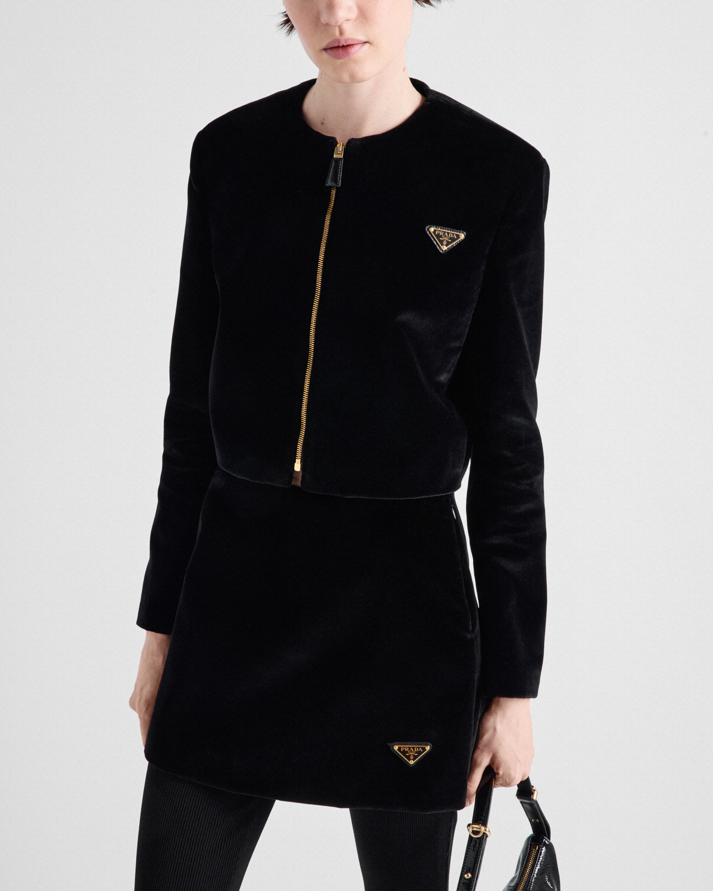 Prada Velvet Min Iskirt In Black