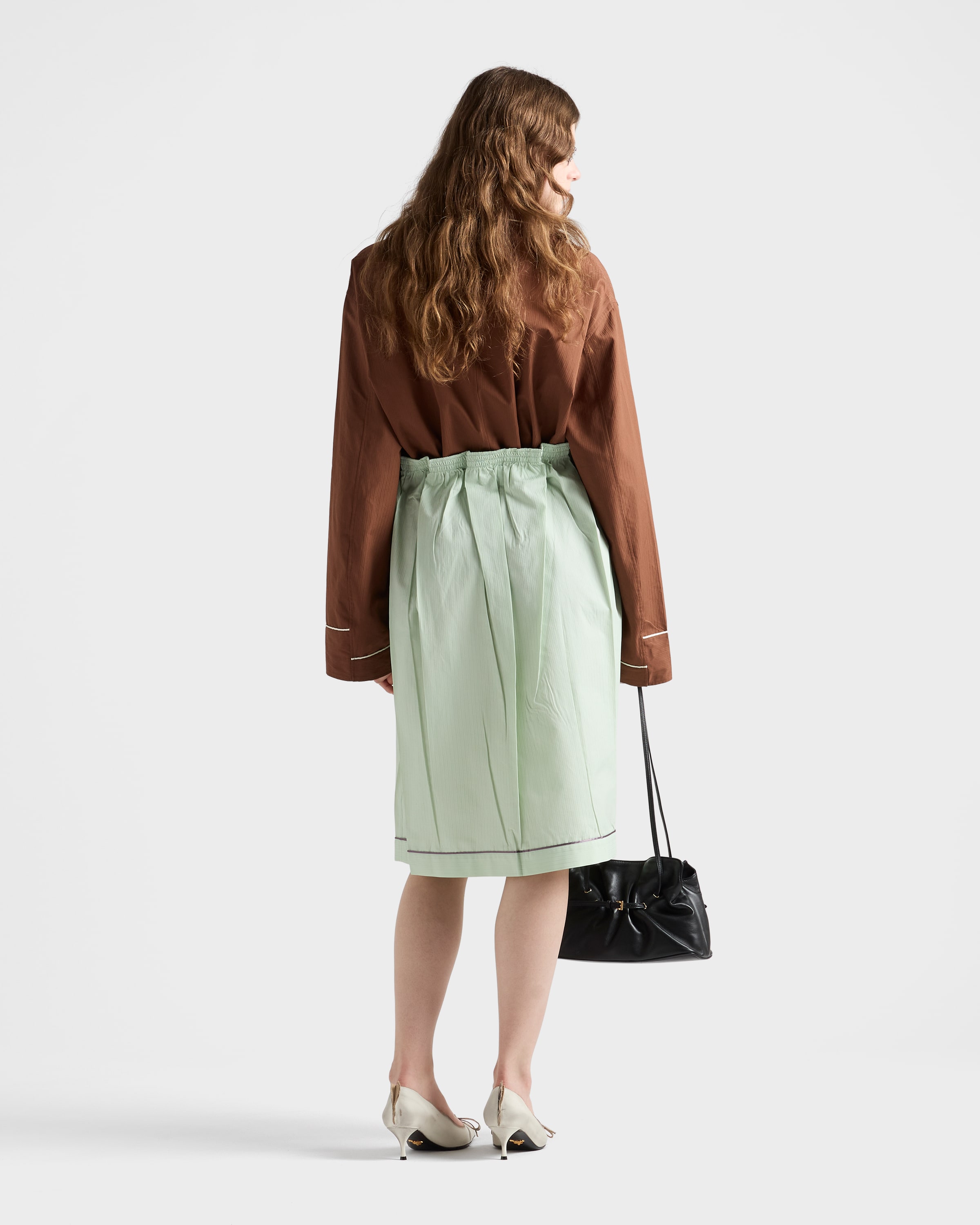 ◆PRADA◆ トライアングルロゴ ミディスカート コットン ◇PRADA◇ トライアングルロゴ ミディスカート コットン