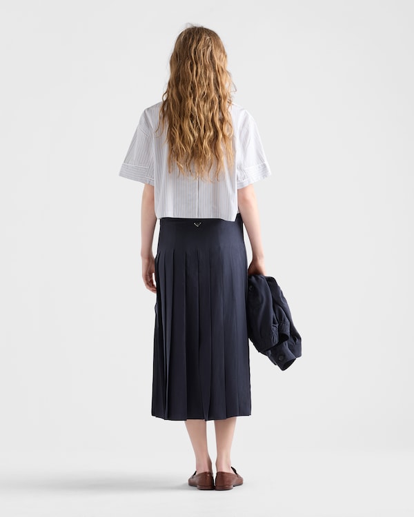 Pleated silk midi-skirt - Navy Pleated silk midi-skirt - Navy