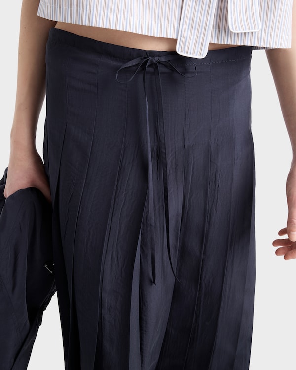 Pleated silk midi-skirt - Navy Pleated silk midi-skirt - Navy