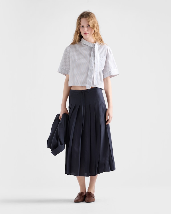 Pleated silk midi-skirt - Navy Pleated silk midi-skirt - Navy