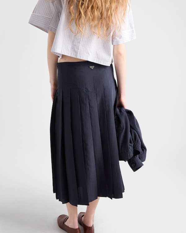 Pleated silk midi-skirt - Navy Pleated silk midi-skirt - Navy