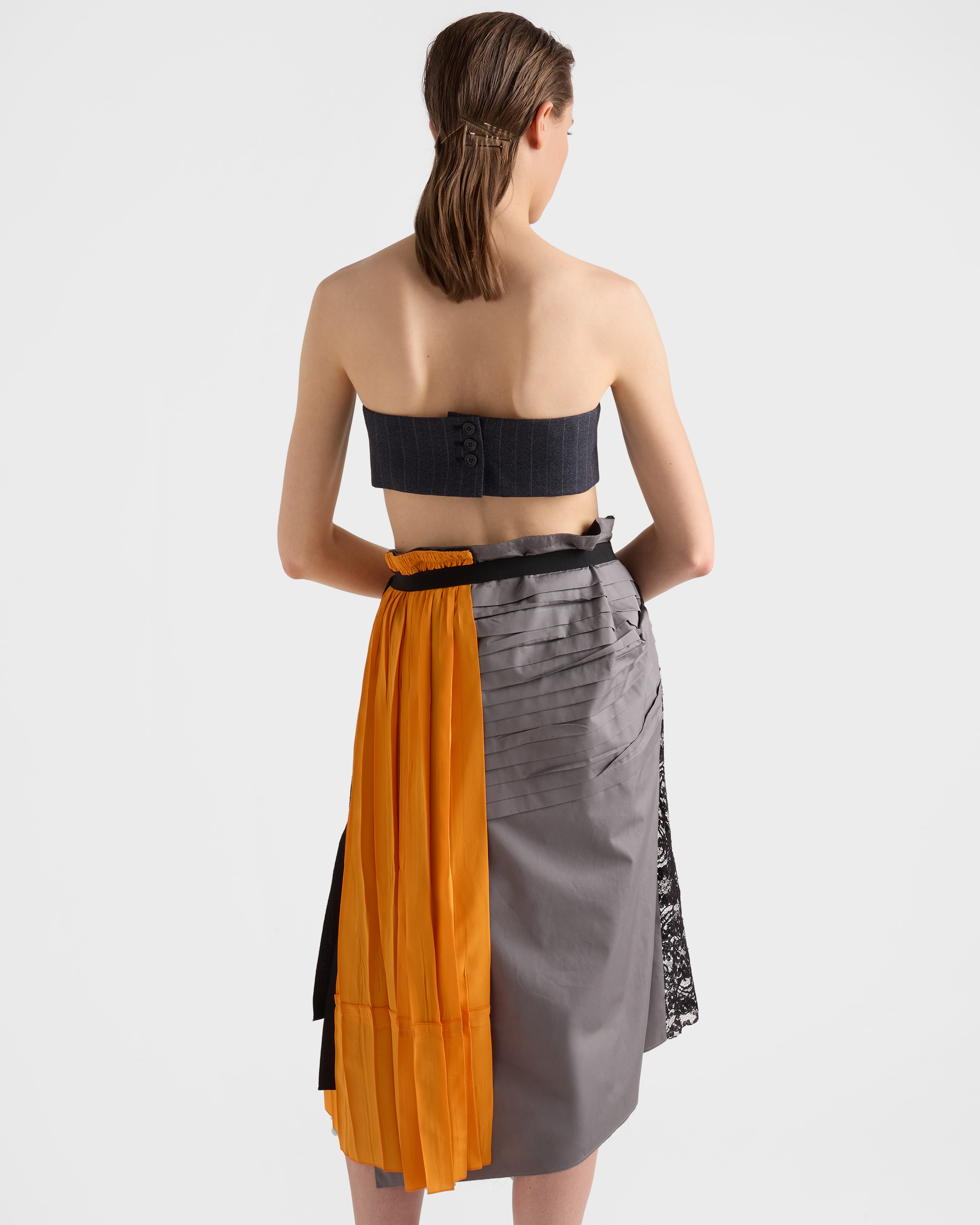 オレンジ テクニカルタフタ パッチワーク スカート | PRADA