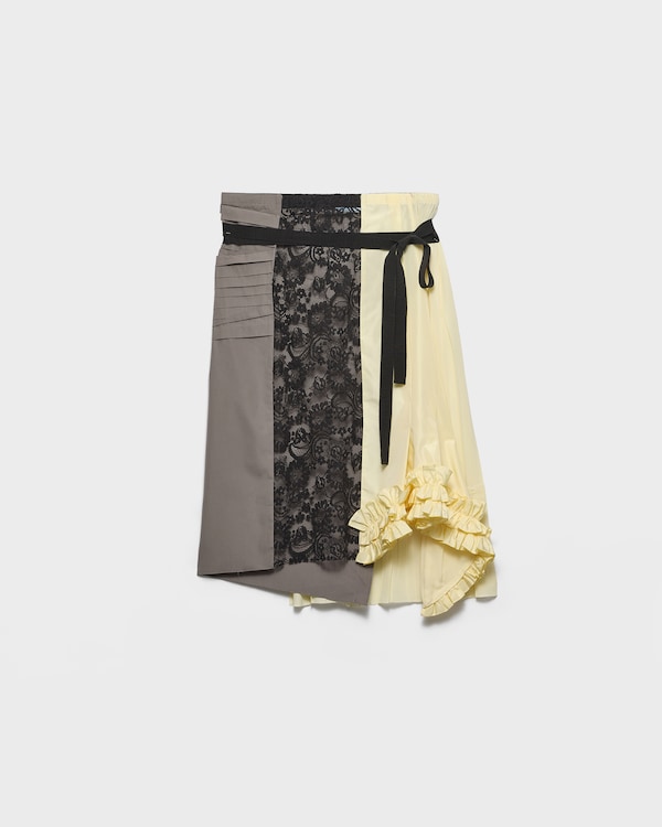 Technical taffeta patchwork skirt - Cream Technical taffeta patchwork skirt - Cream