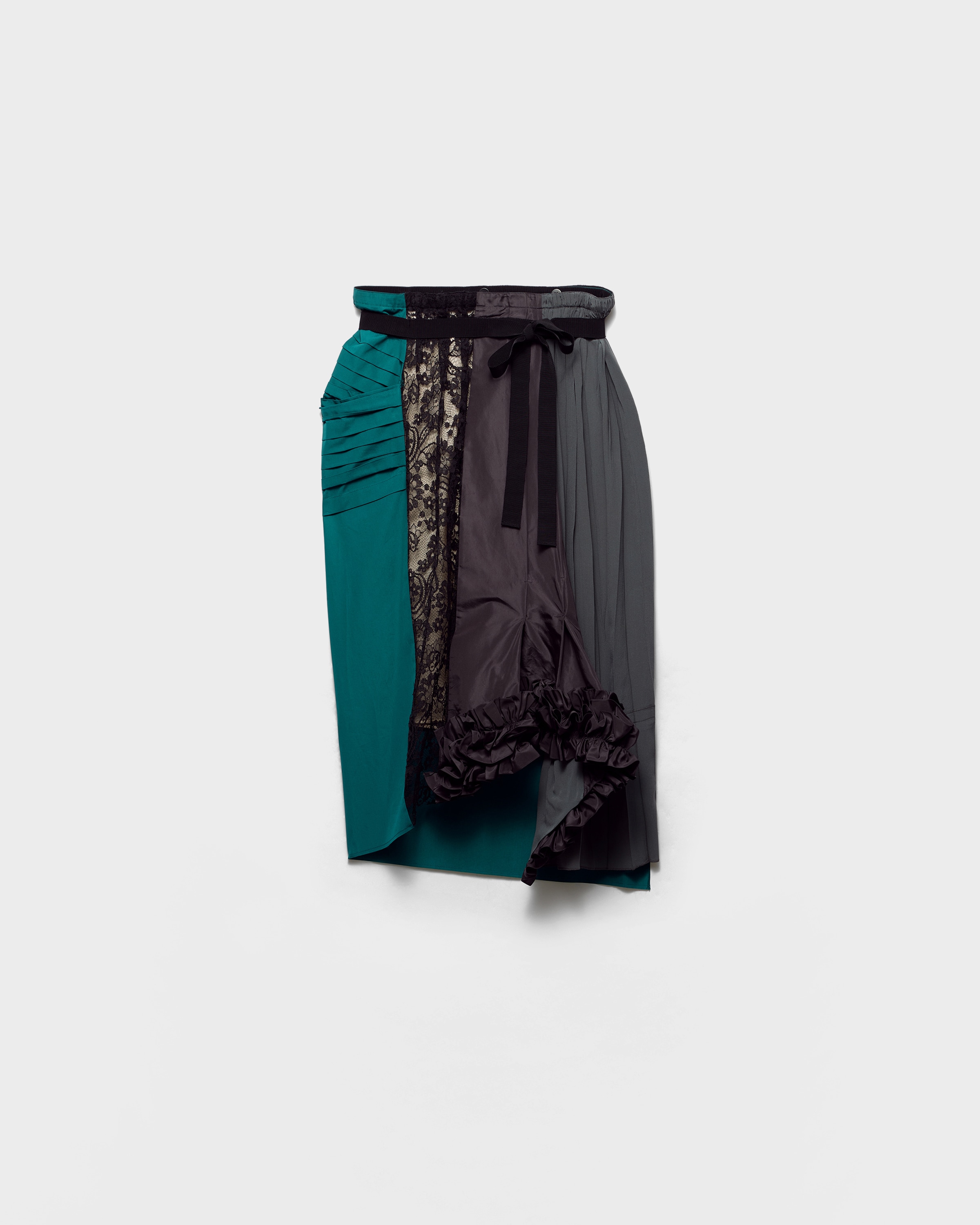 Technical taffeta patchwork skirt