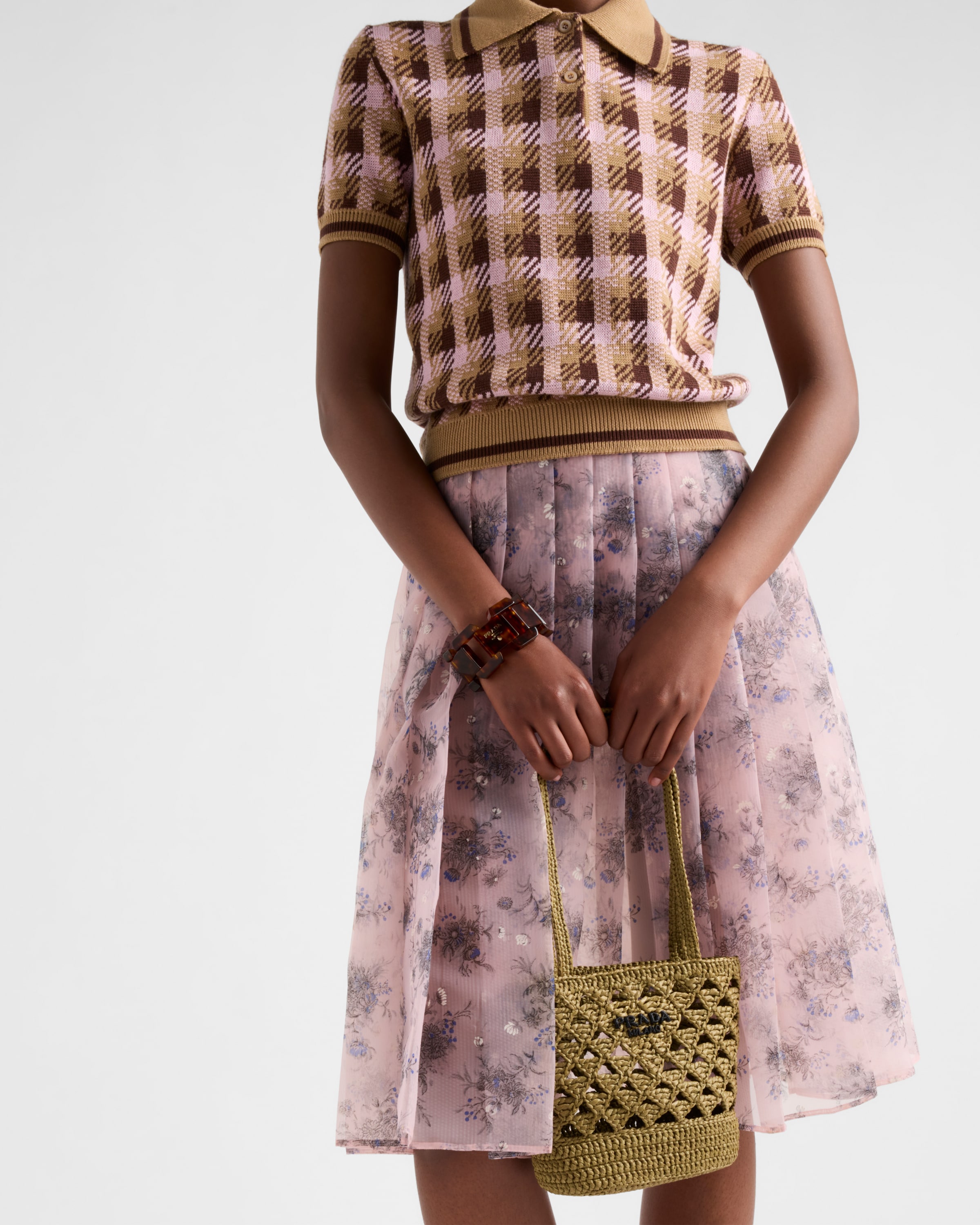 Pink Printed nylonette skirt | PRADA