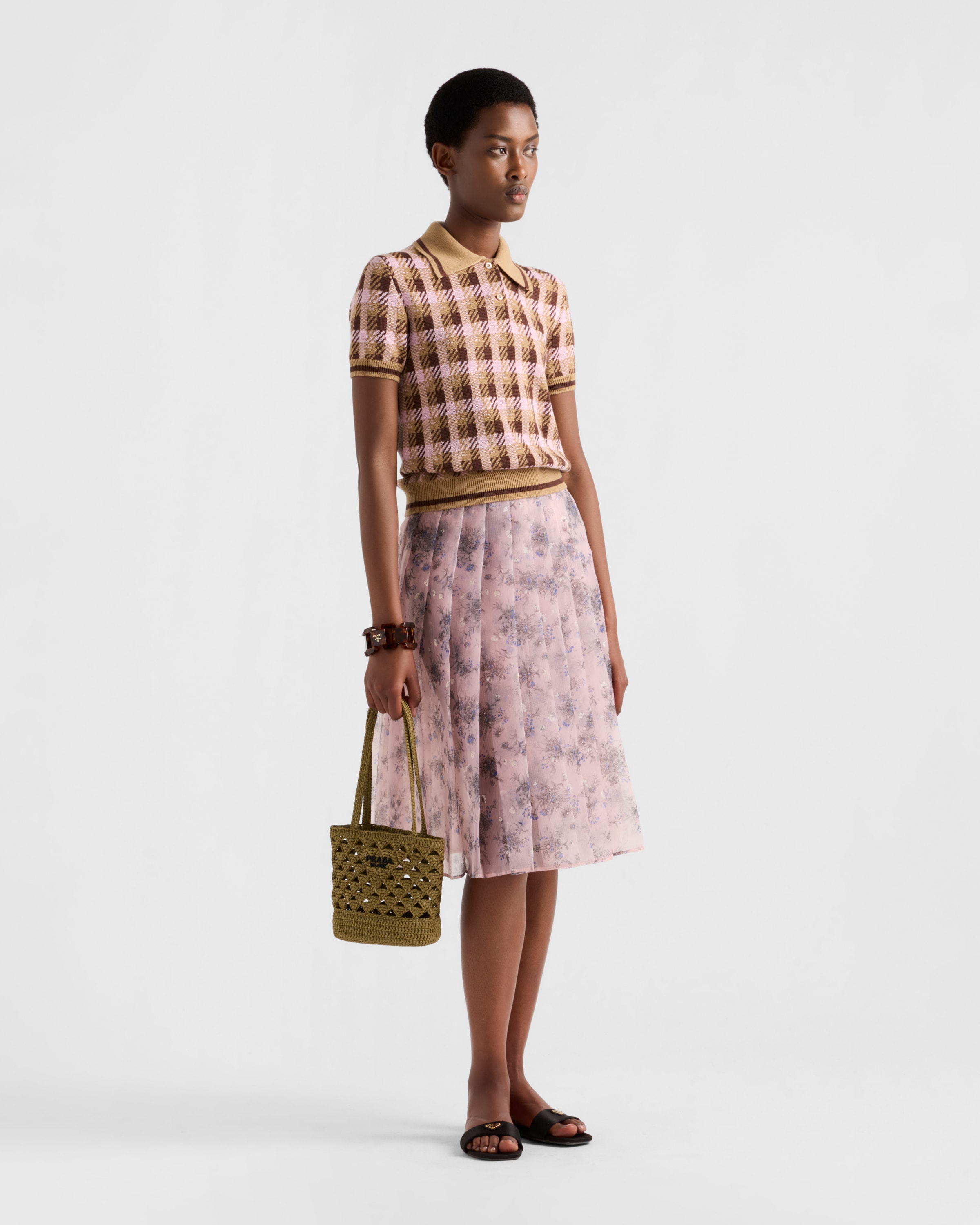 Pink Printed nylonette skirt | PRADA