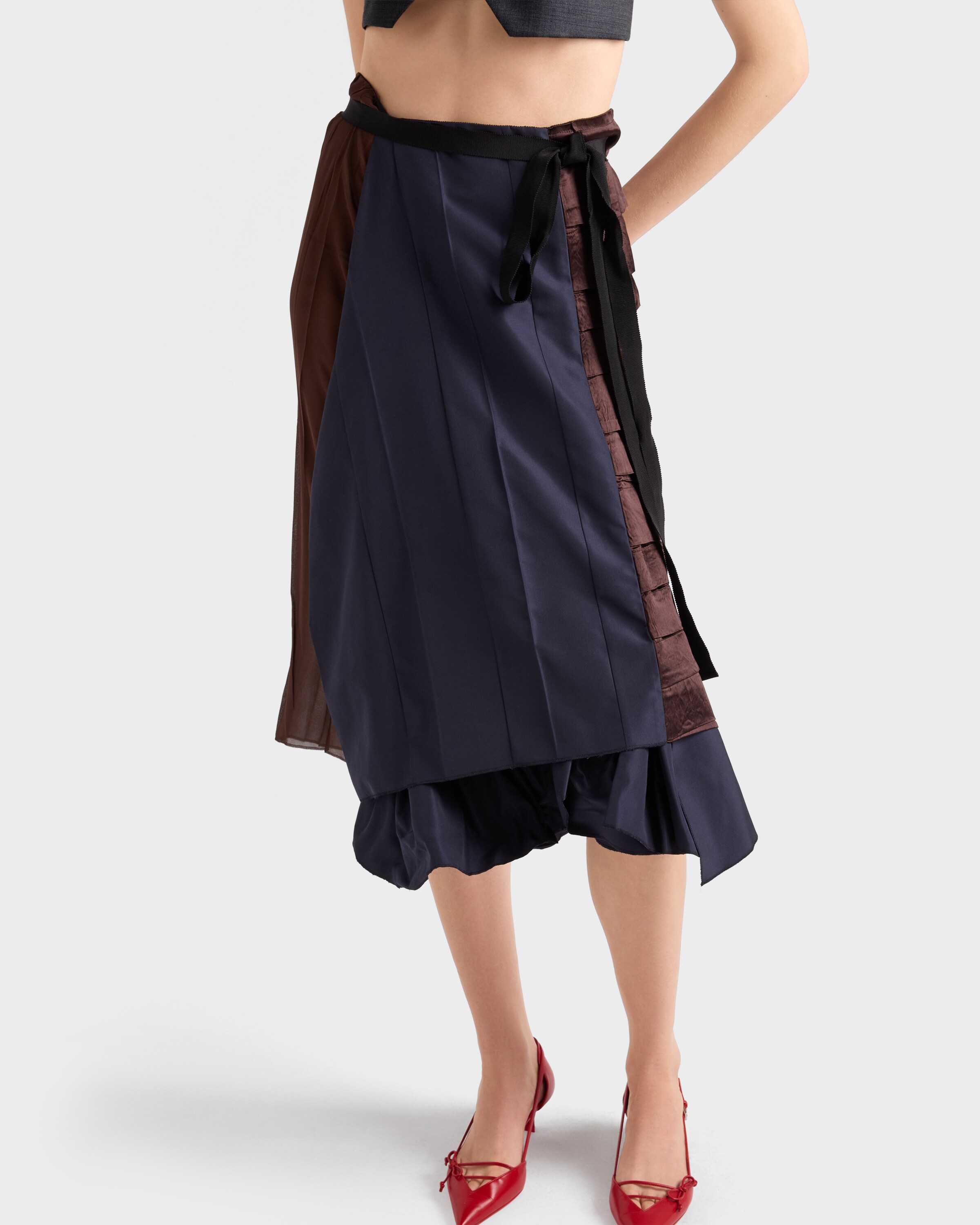 ネイビー ファイユ パッチワーク スカート | PRADA