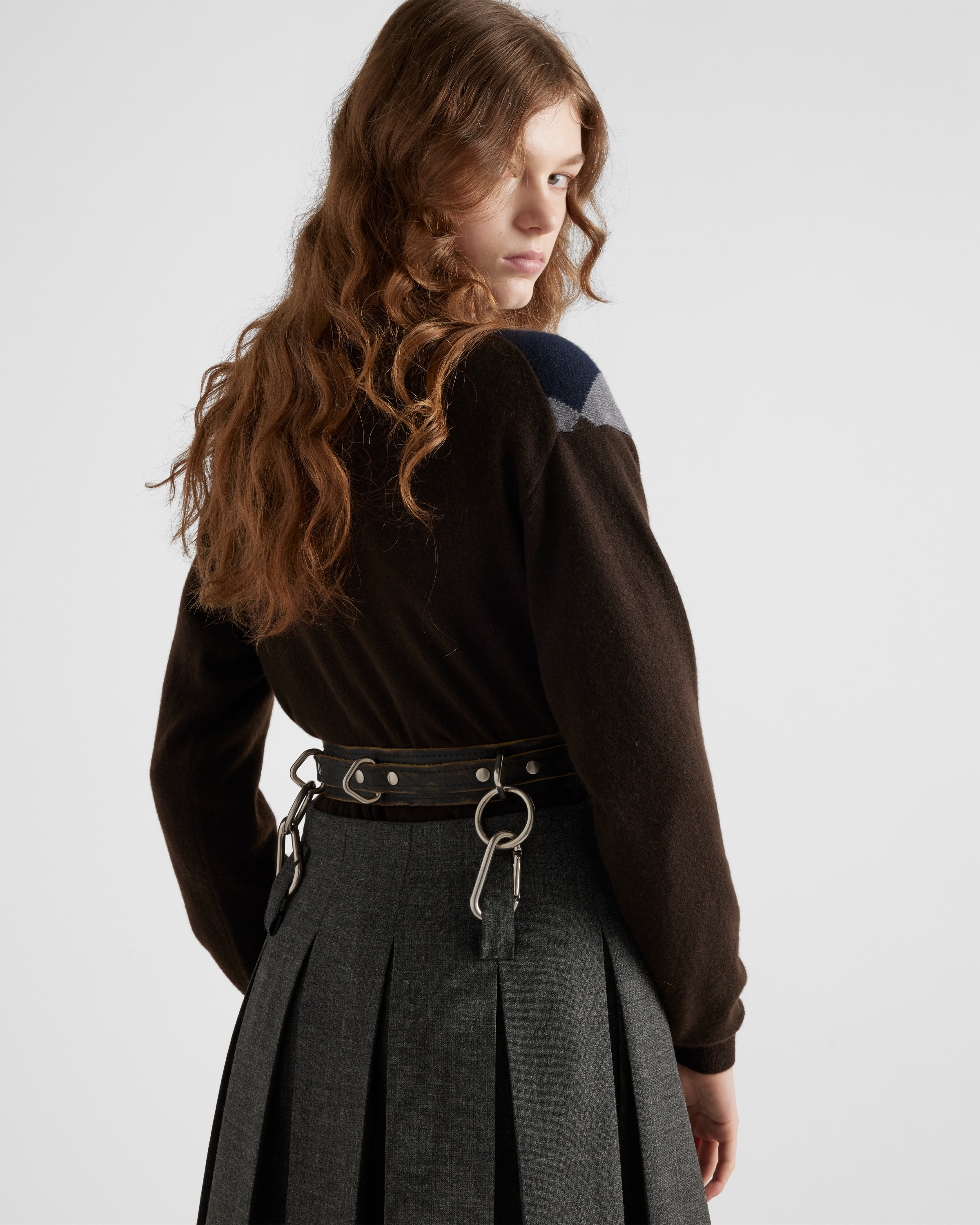 スカート Prada Gabardine Pleated Skirt With Belt 0400022610798_BLUE?wid=600&hei