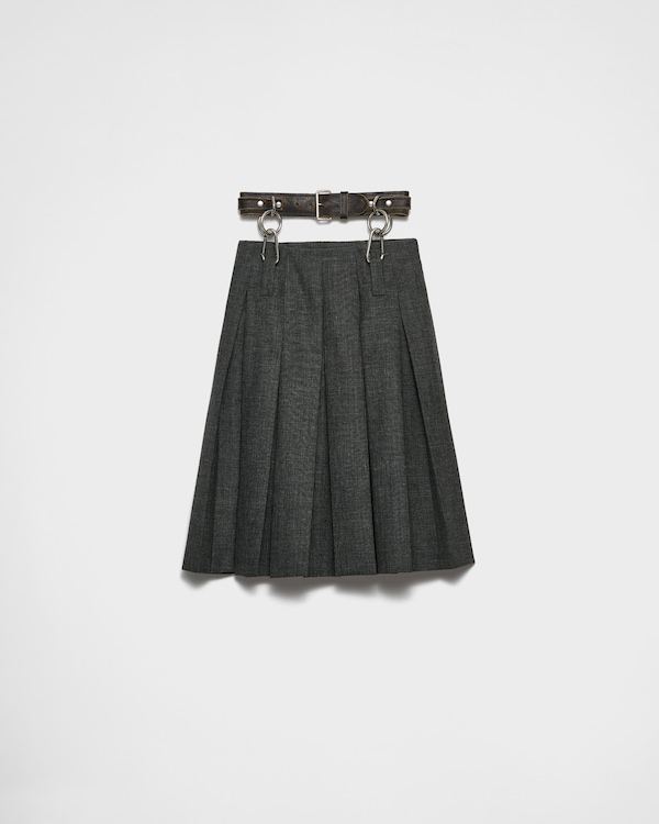 スカート PRADA SKIRT (21421S2311204 F0304) Ivory Technical Pongé Skirt | PRADA