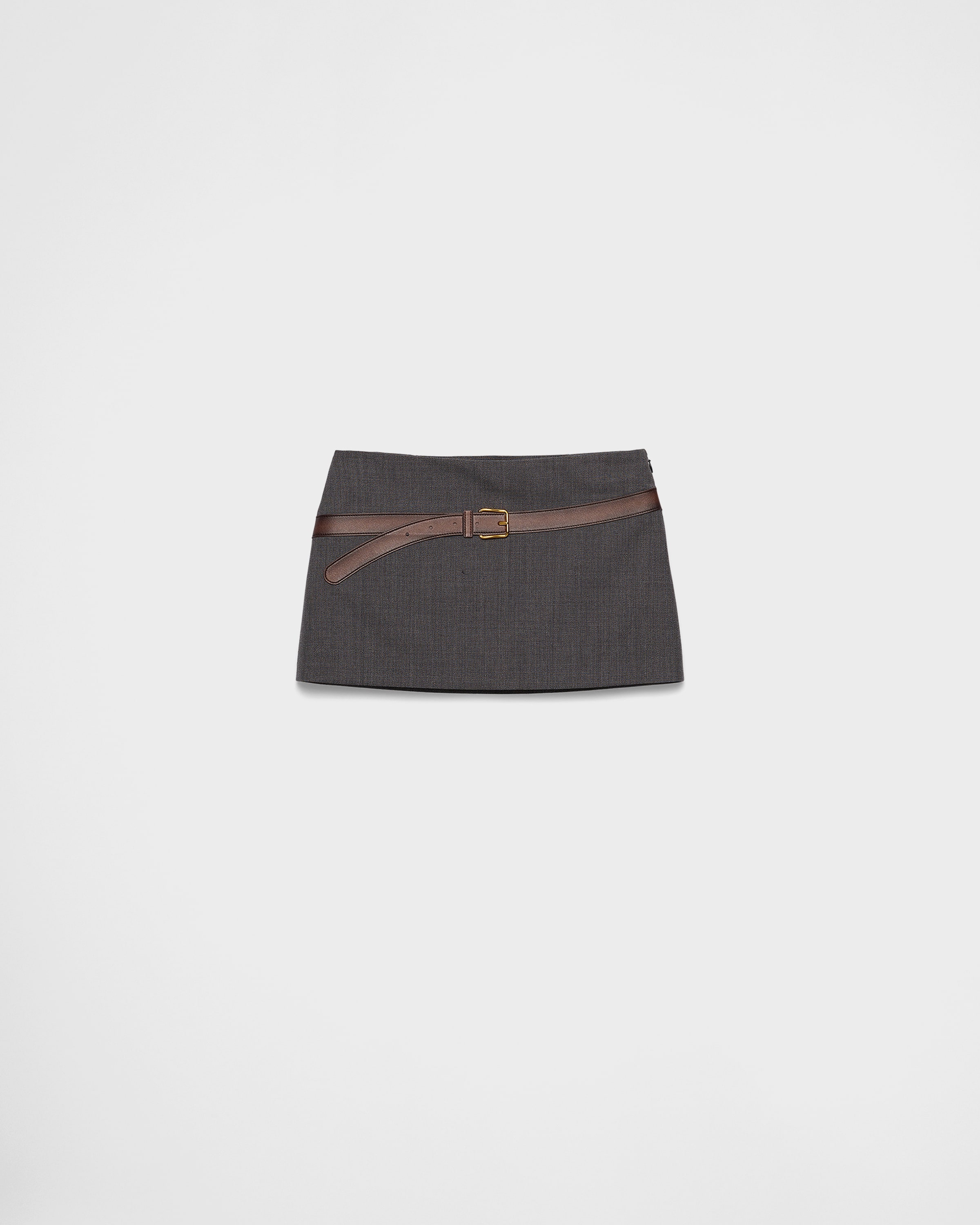 Prada Technical Wool Miniskirt In Slate Gray