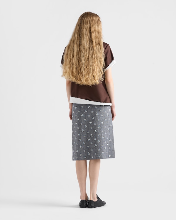 Embellished pinstripe wool midi-skirt Embellished pinstripe wool midi-skirt