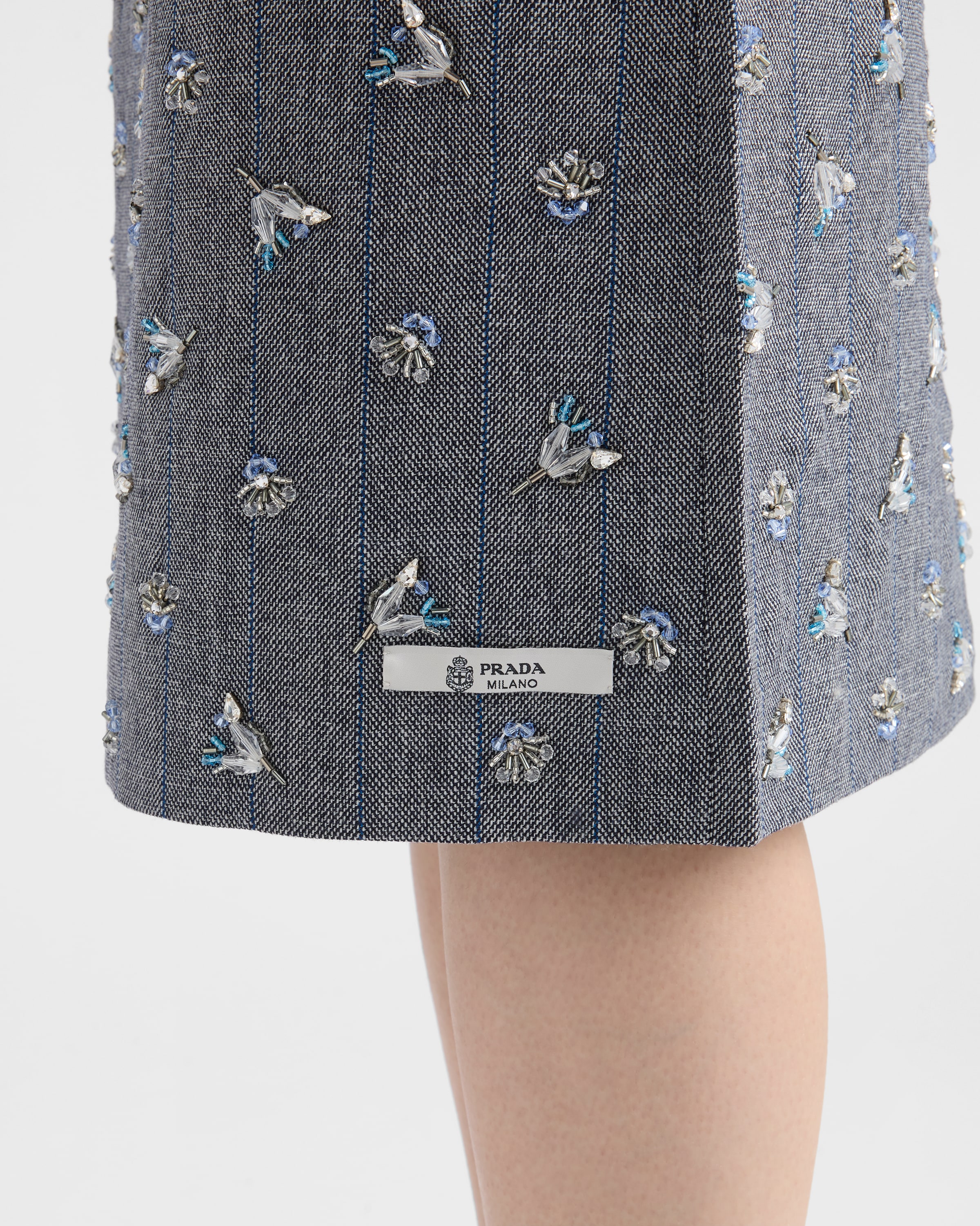 ダークグレー エンベリッシュド ピンストライプ ウール スカート | PRADA