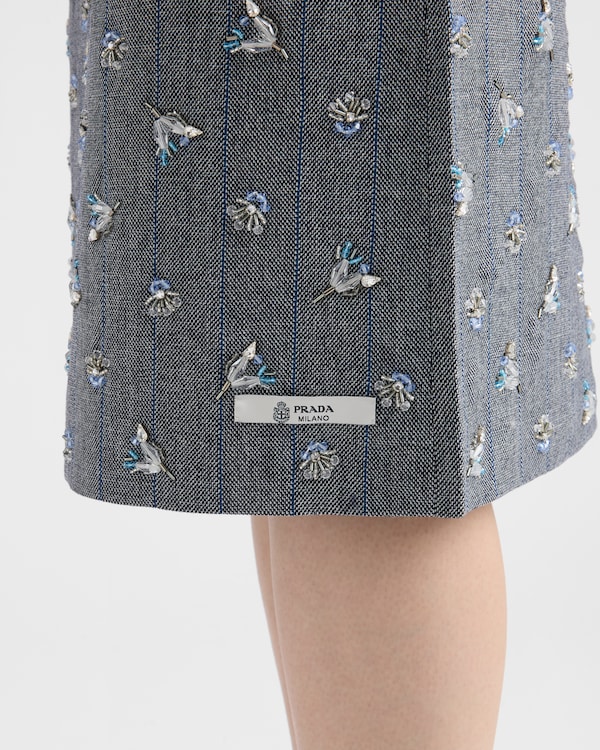 Embellished pinstripe wool midi-skirt Embellished pinstripe wool midi-skirt
