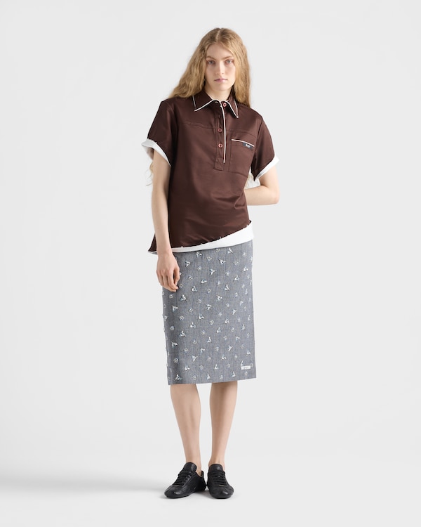 Embellished pinstripe wool midi-skirt Embellished pinstripe wool midi-skirt