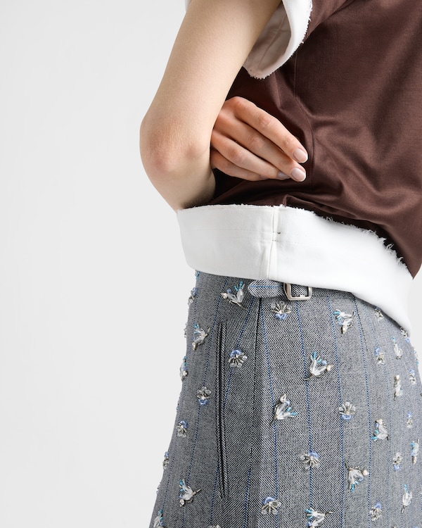 Embellished pinstripe wool midi-skirt Embellished pinstripe wool midi-skirt