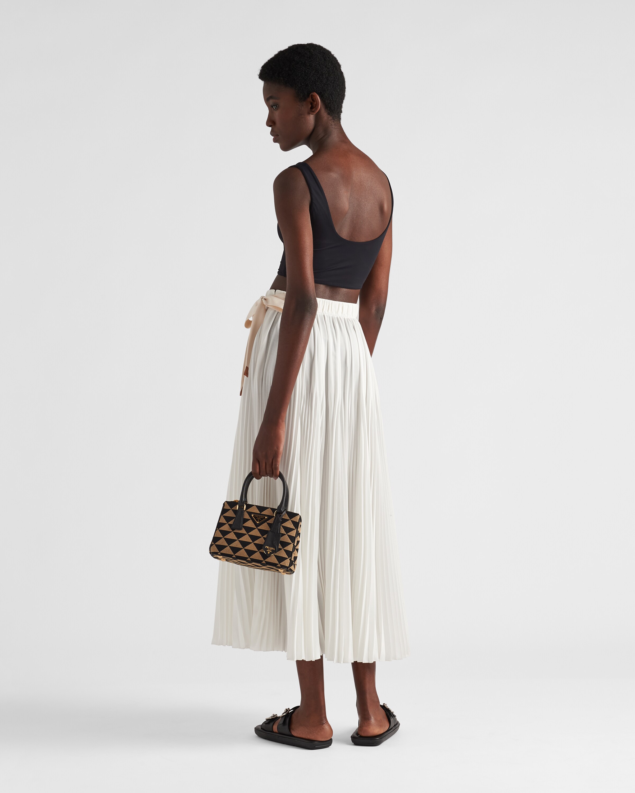 Prada Crêpe\u002Dde\u002DChine midi skirt 5