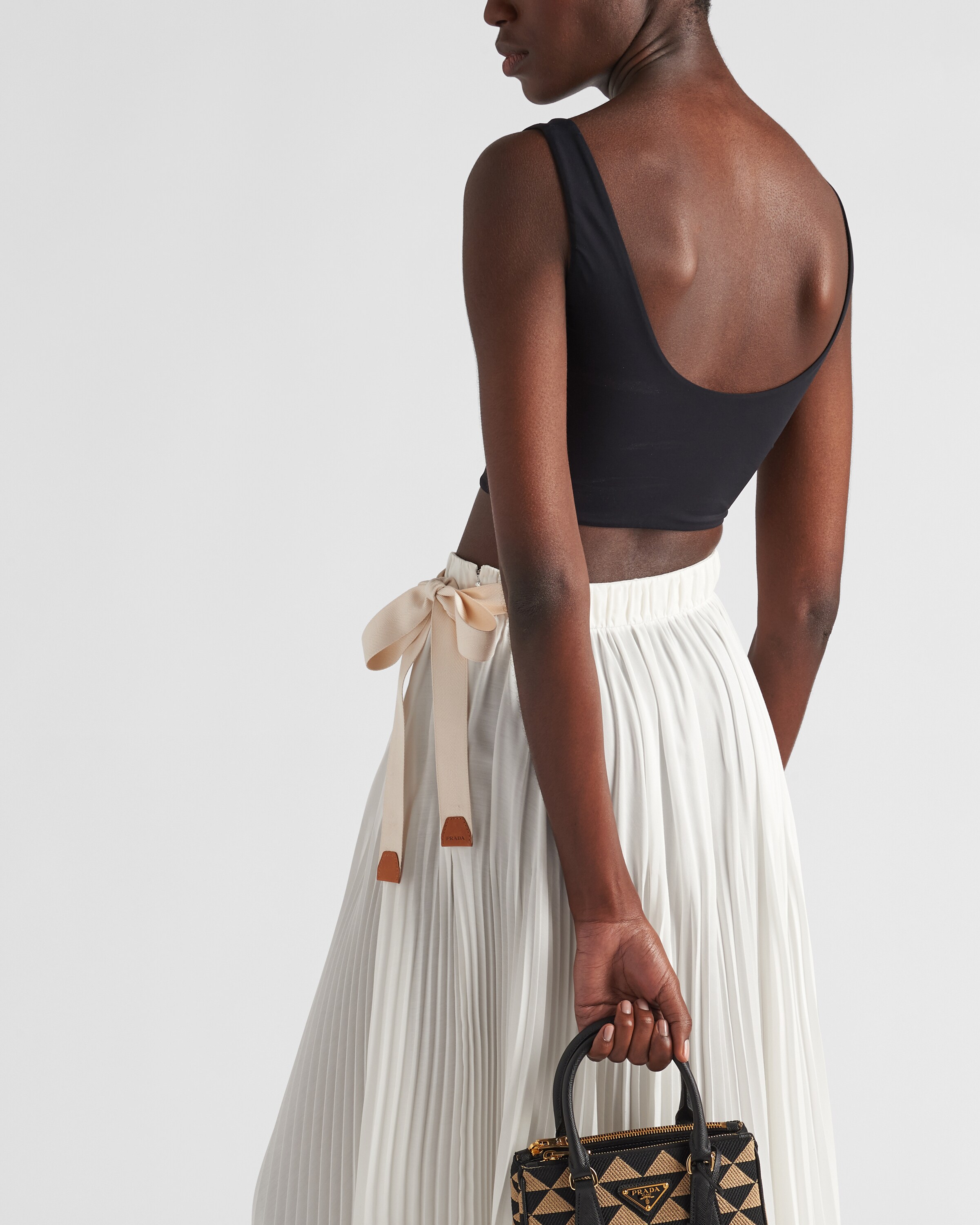 Prada Crêpe\u002Dde\u002DChine midi skirt 4