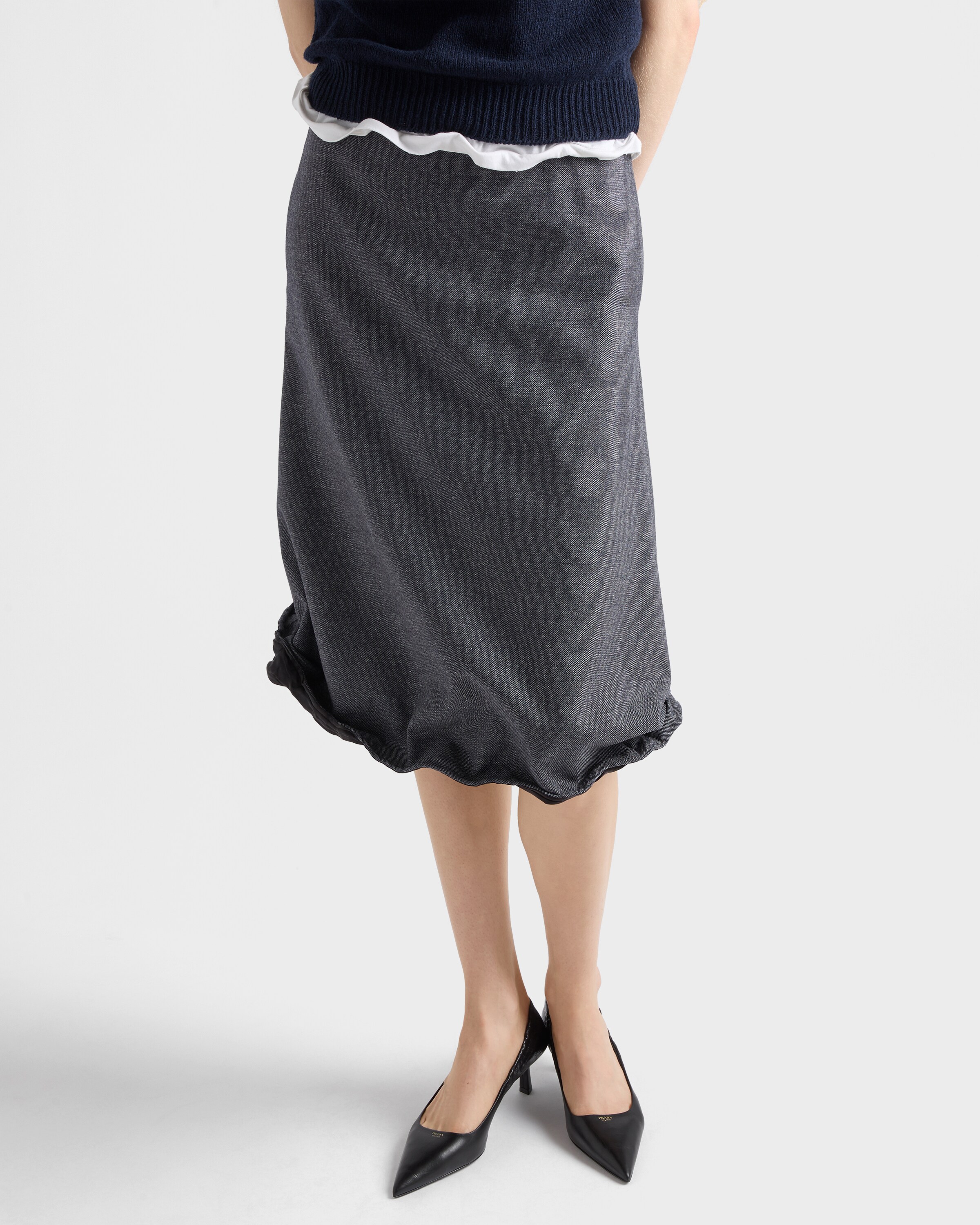 ダークグレー シェイプド ウール スカート | PRADA