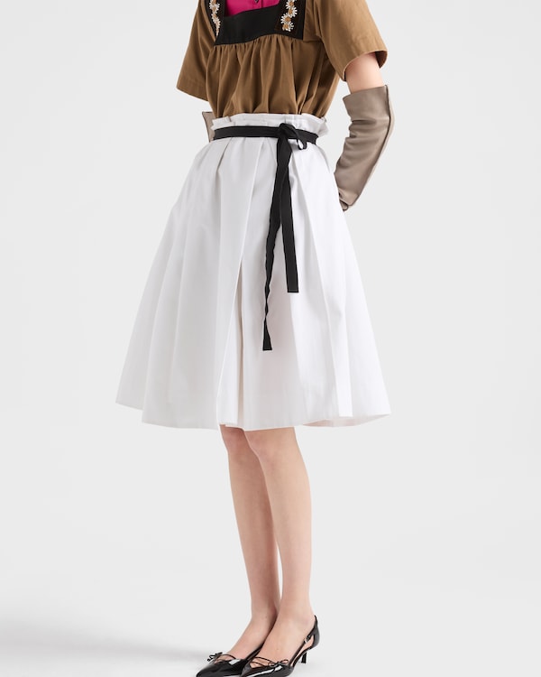 Belted gabardine skirt - White Belted gabardine skirt - White
