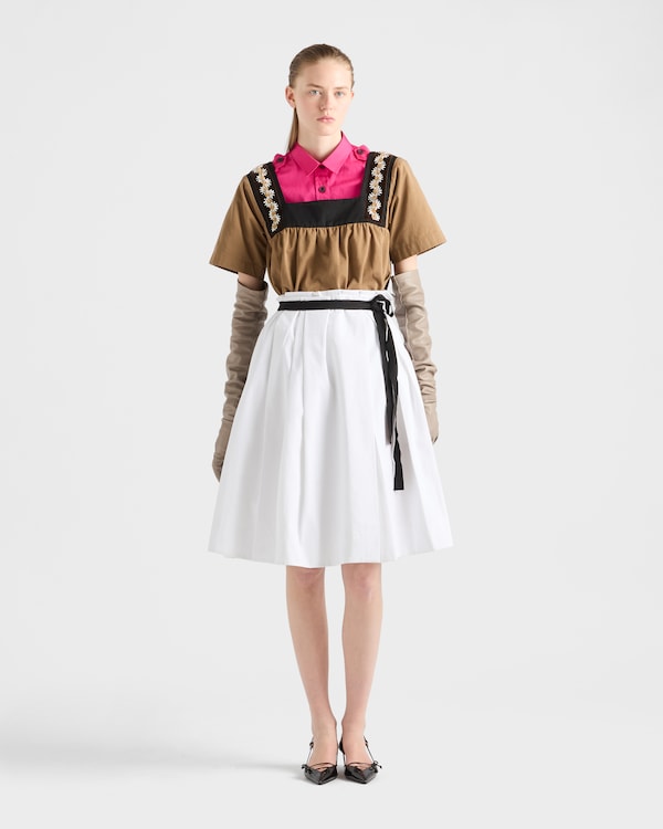 Belted gabardine skirt - White Belted gabardine skirt - White
