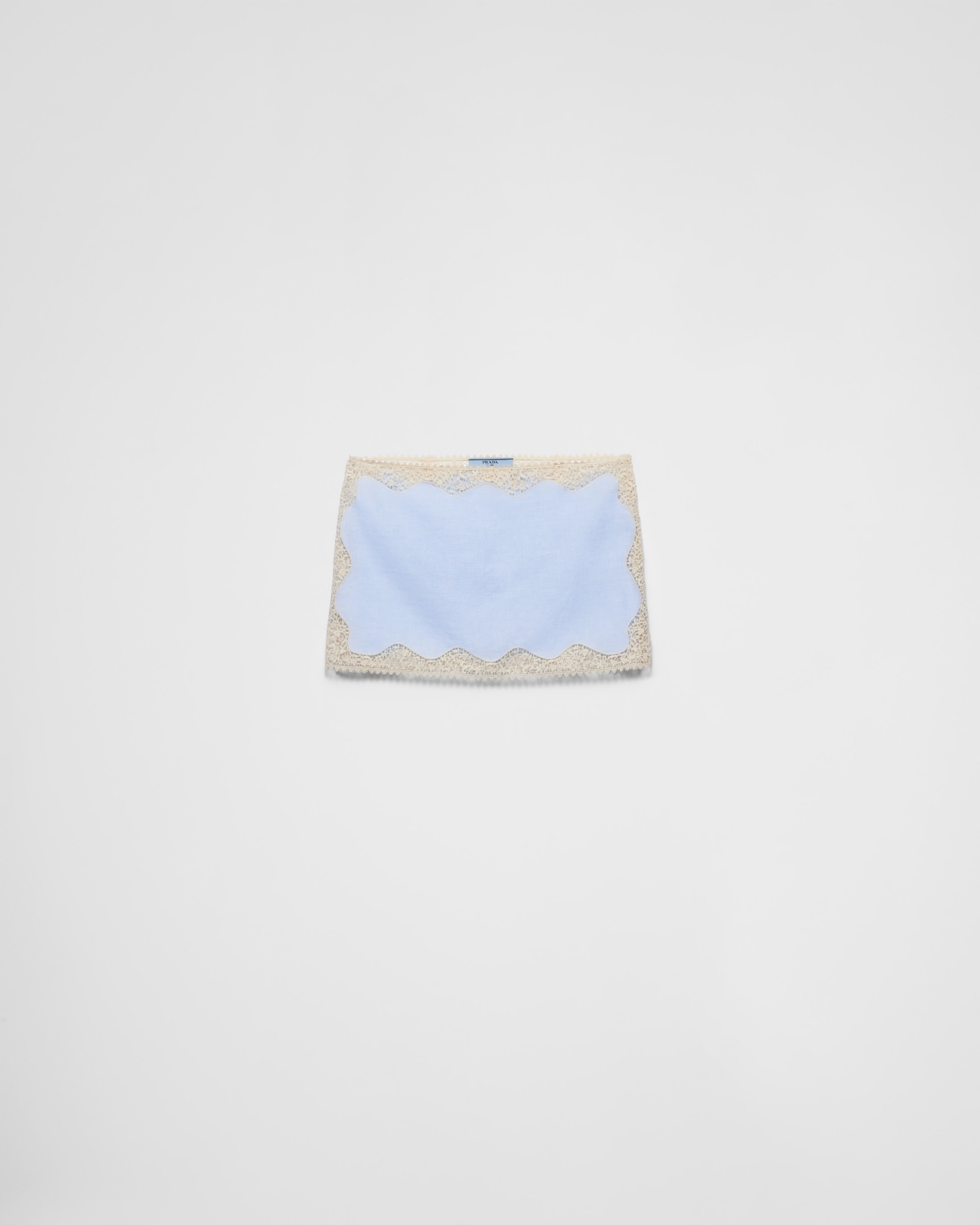 Prada Lace-trim Linen Mini Skirt