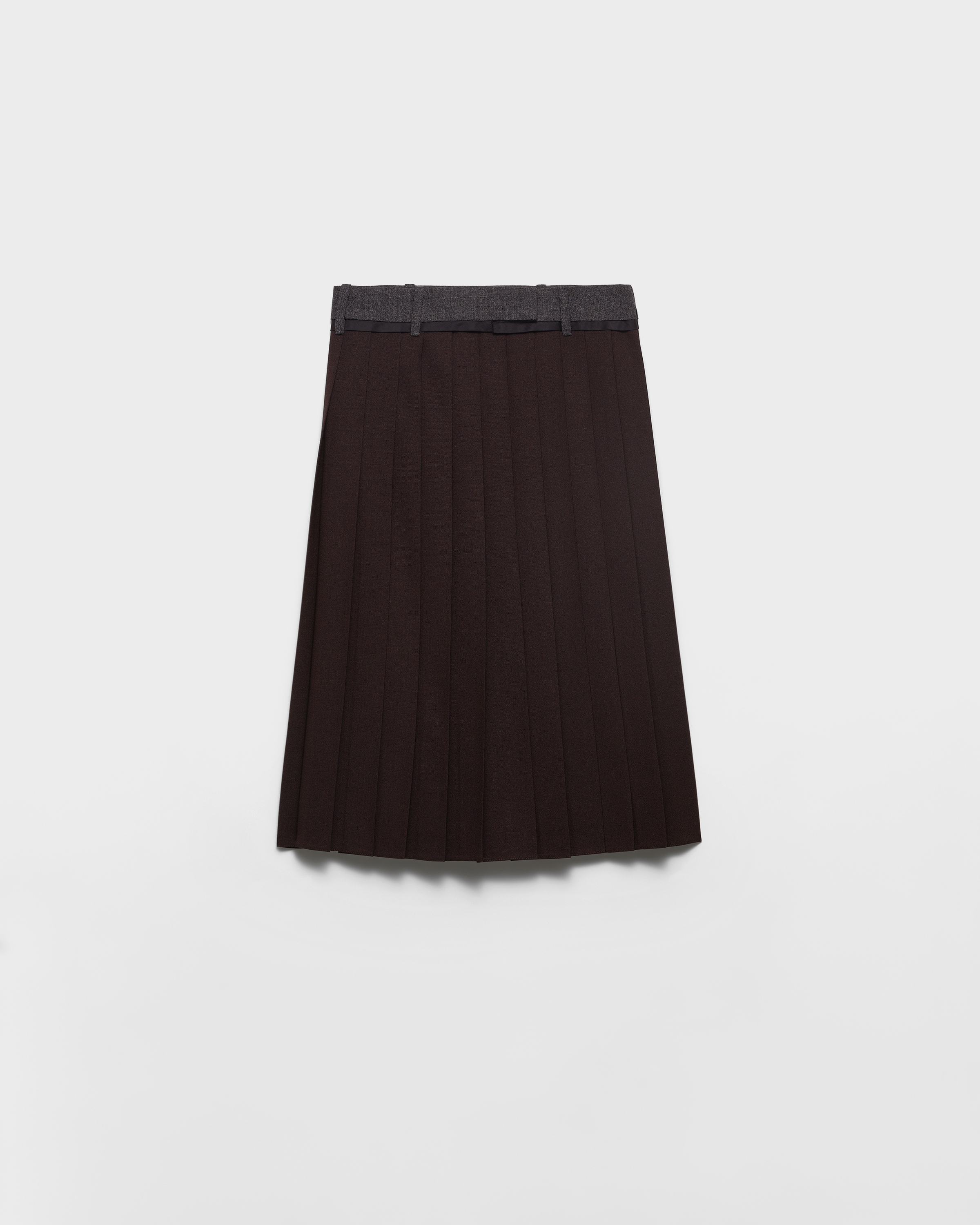 Ebony Pleated Rush Stitch Midi Skirt | PRADA