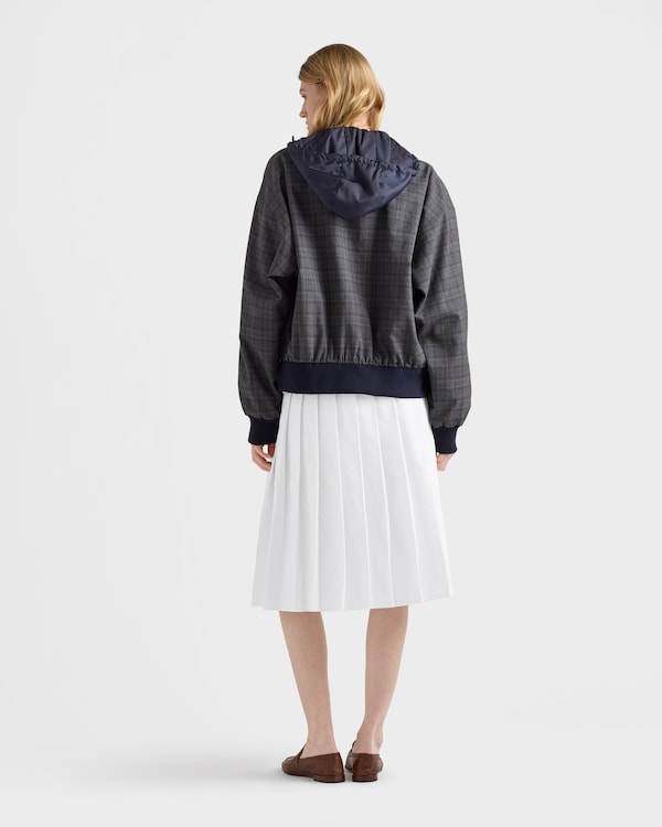 Pleated poplin and rush stitch skirt - White Pleated poplin and rush stitch skirt - White