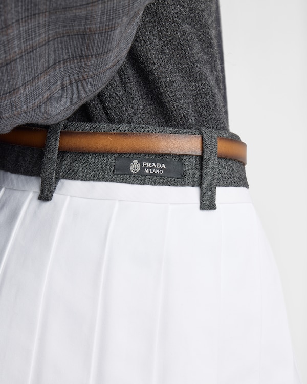 Pleated poplin and rush stitch skirt - White Pleated poplin and rush stitch skirt - White