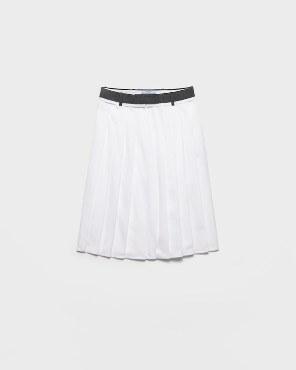 Pleated poplin and rush stitch skirt - White Pleated poplin and rush stitch skirt - White