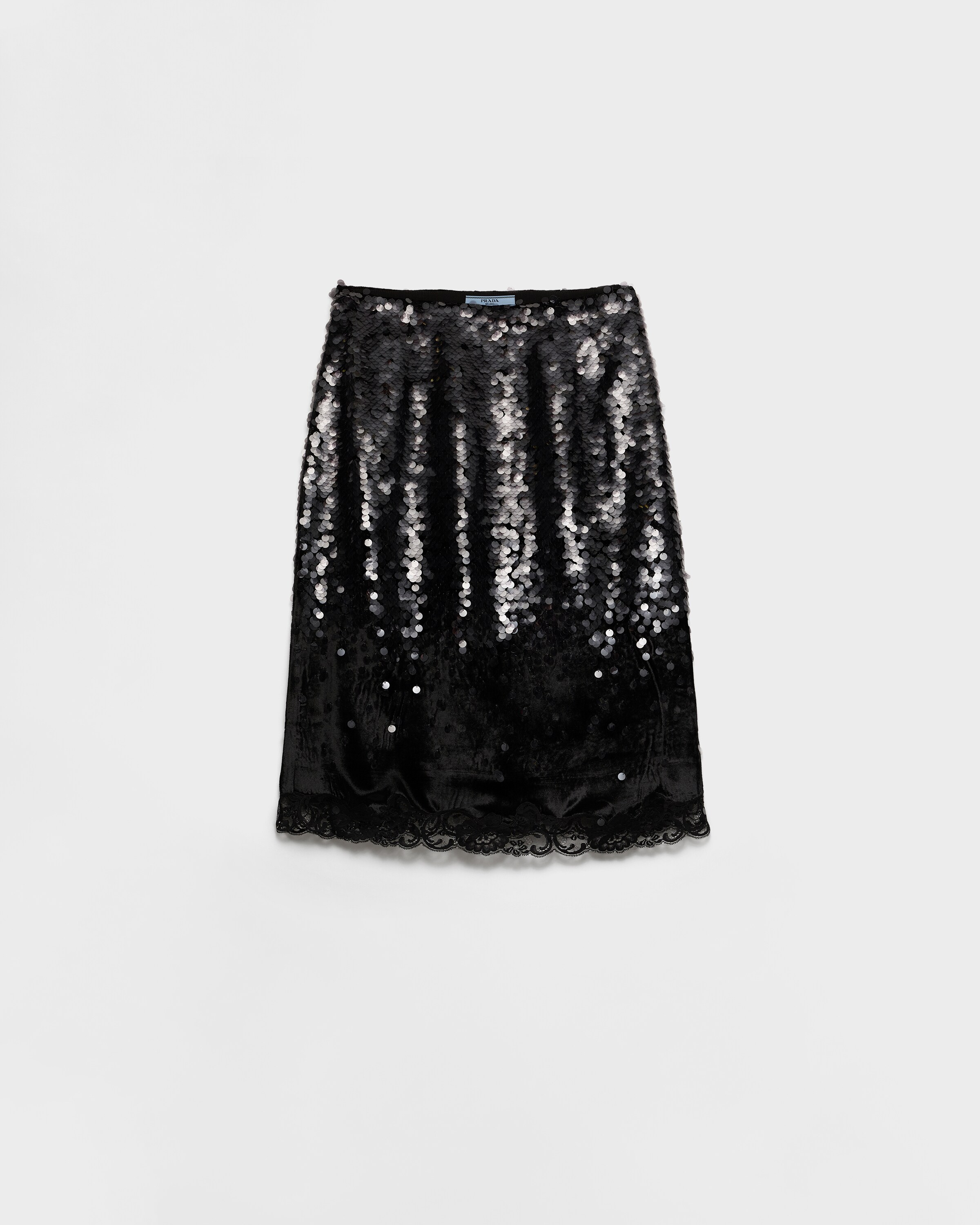 Prada Embroidered Velvet Midi-skirt, Woman, Black, Size 40