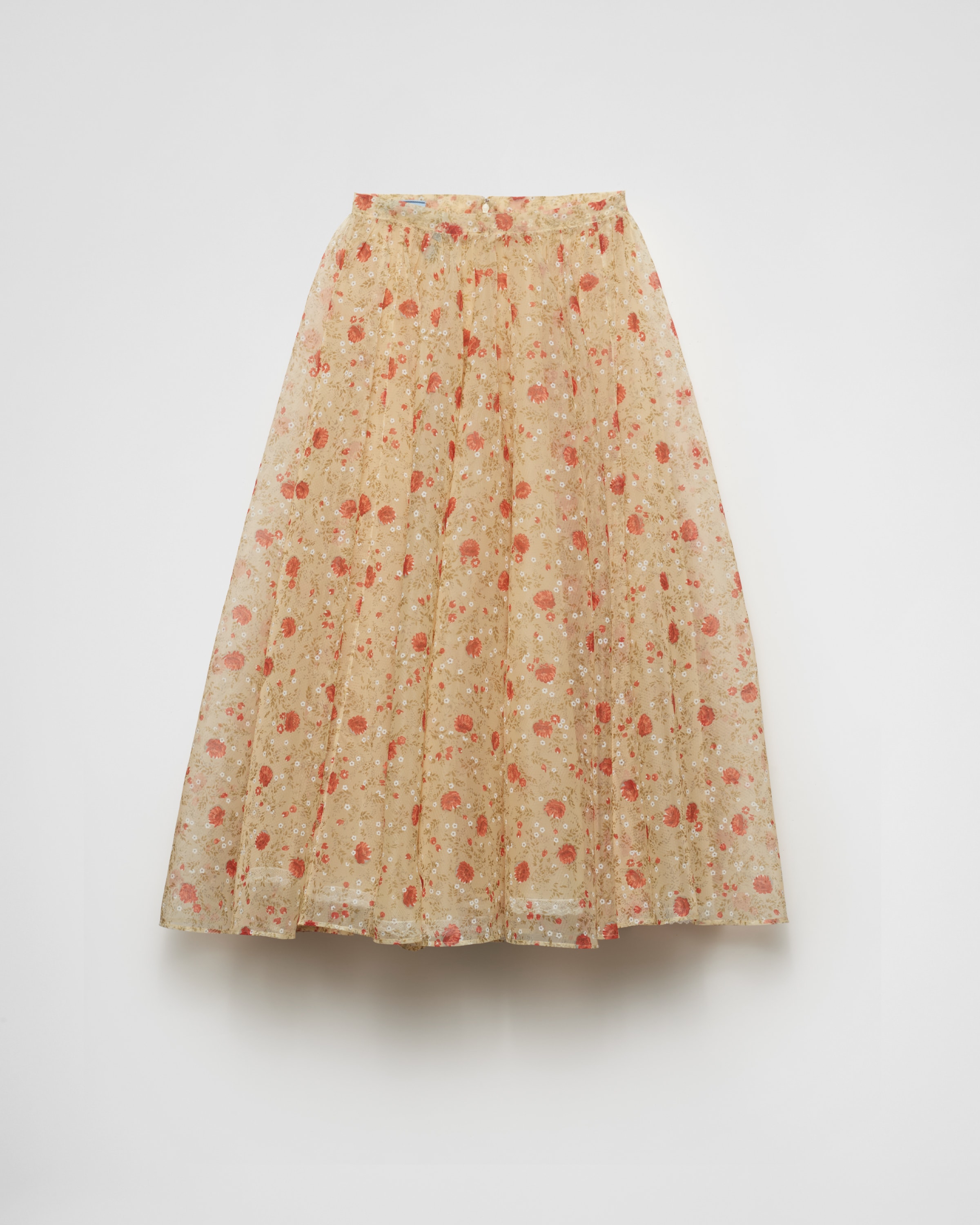 Prada Poppy Print Nylonette Skirt Clothing In Red