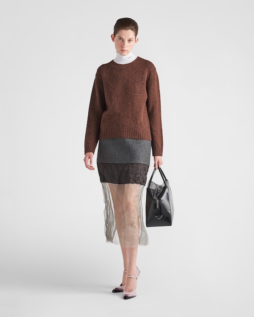 Prada Cloth and mesh midi\u002Dskirt 2