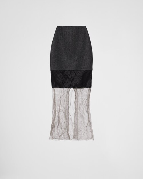 Prada Cloth and mesh midi-skirt 1