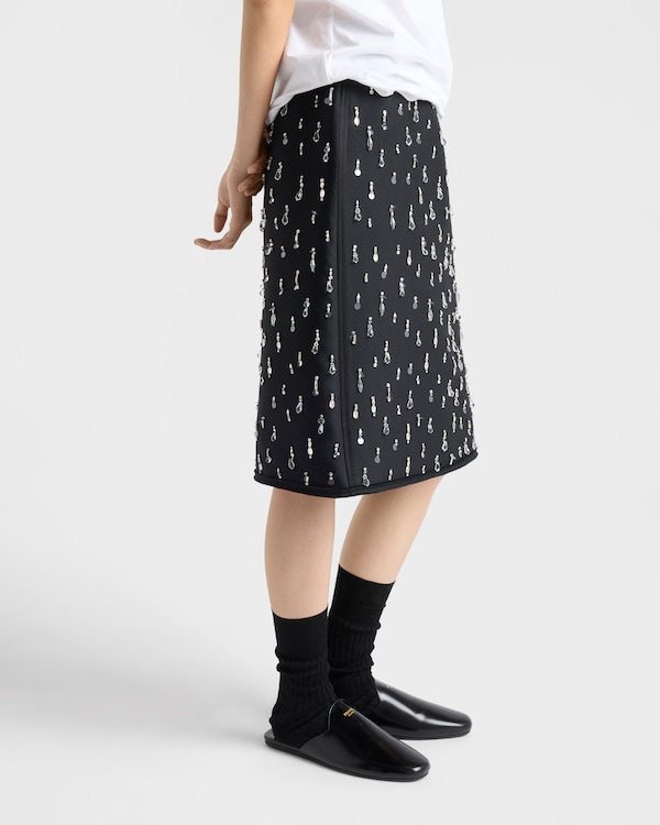 Embroidered scuba midi-skirt Embroidered scuba midi-skirt