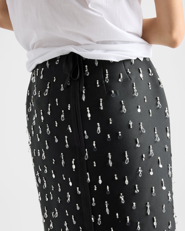 Embroidered scuba midi-skirt Embroidered scuba midi-skirt