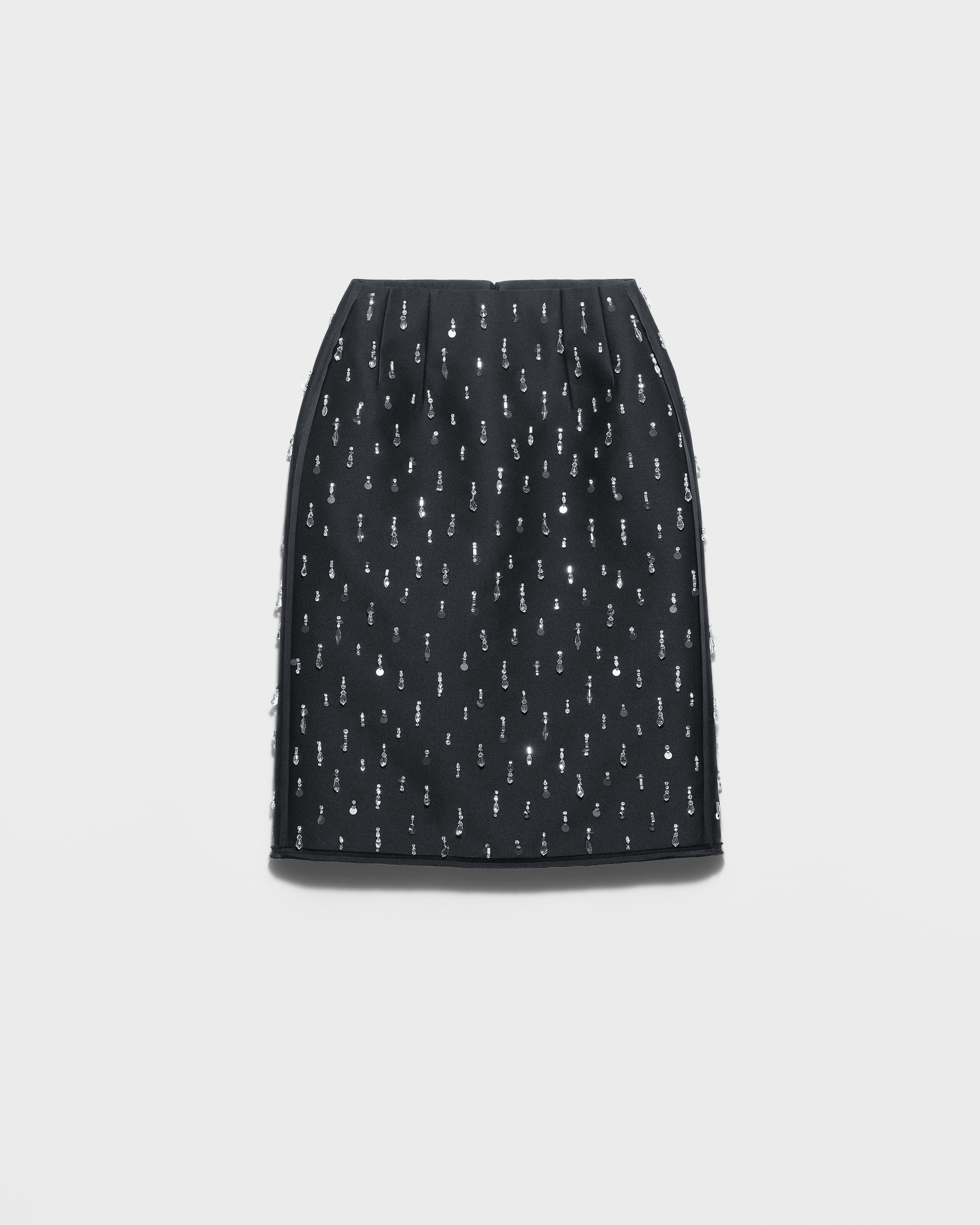 Prada Embroidered Scuba Midi-skirt, Woman, Black, Size 42