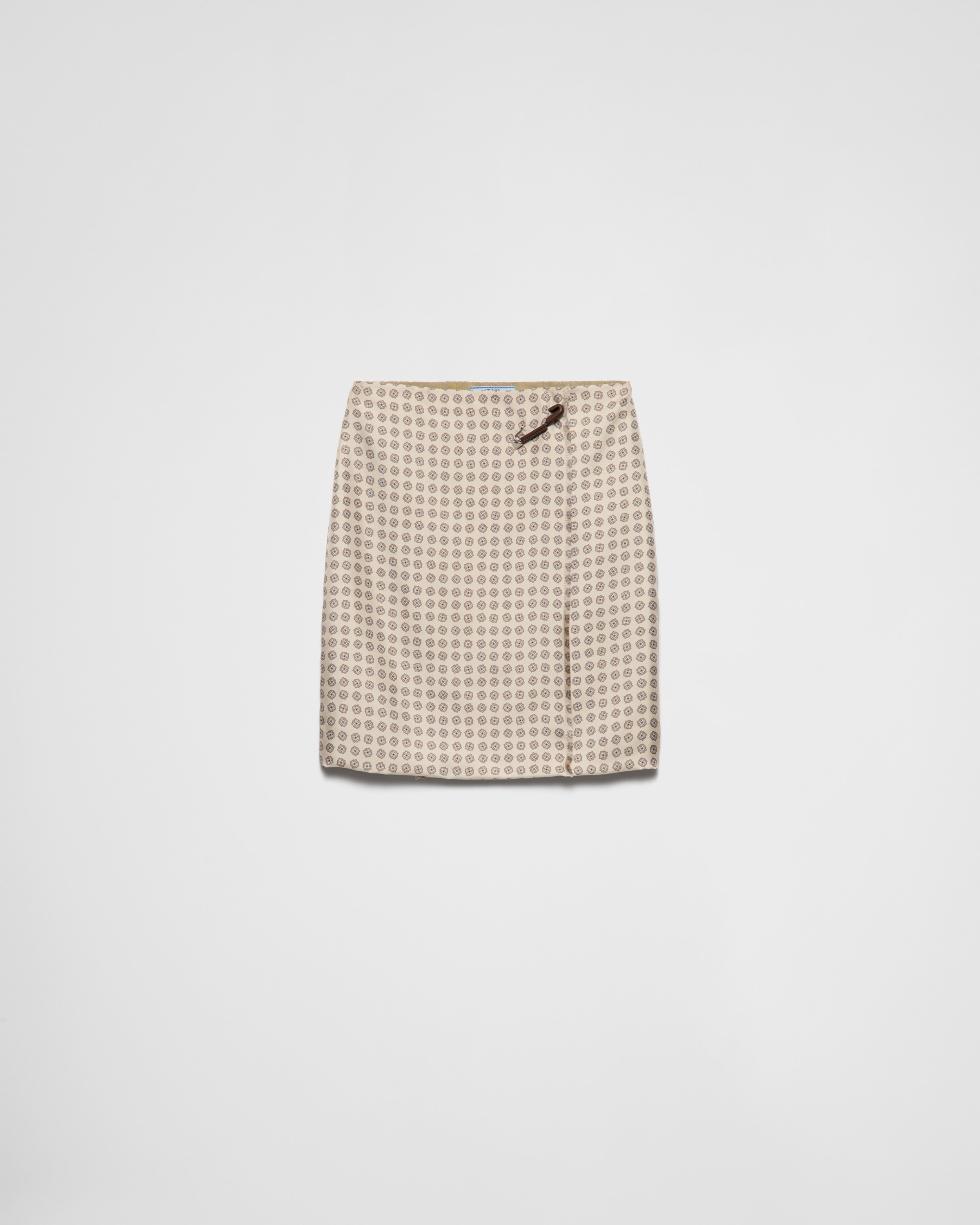 Prada Printed Silk Twill Skirt In Sand Beige