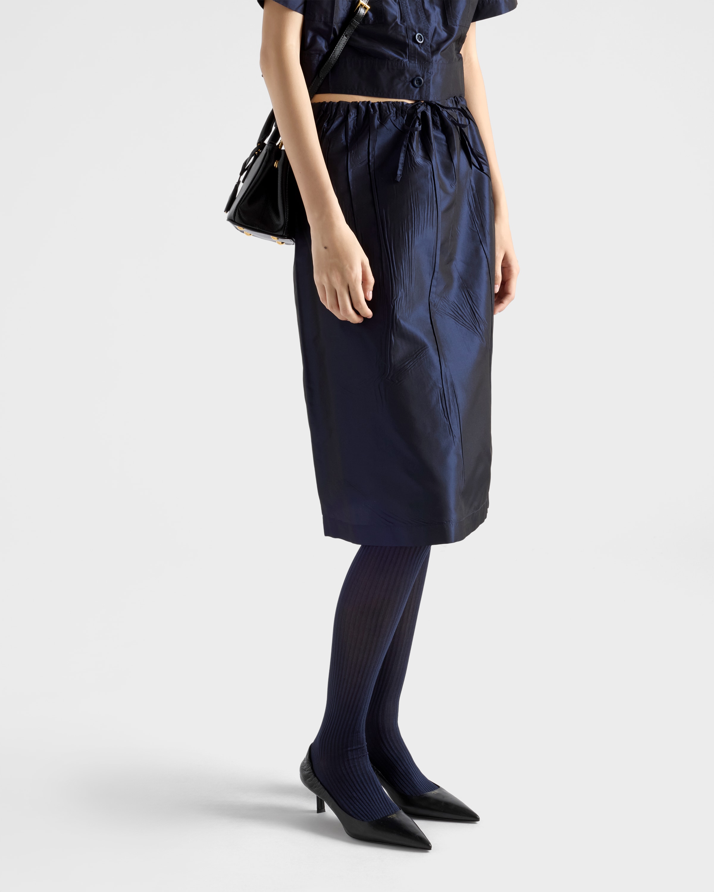 ネイビー タフタ ミディスカート | PRADA