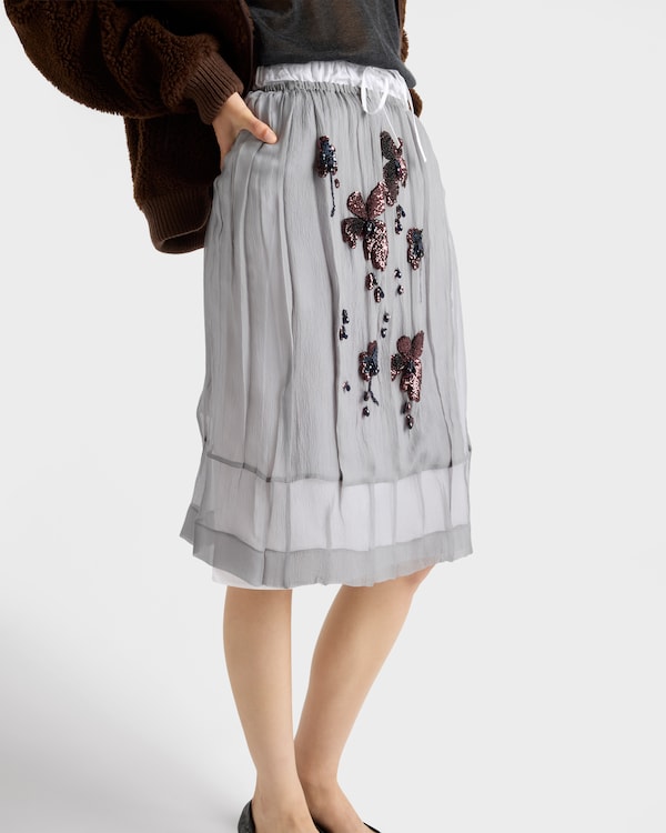 Embroidered chiffon midi-skirt Embroidered chiffon midi-skirt