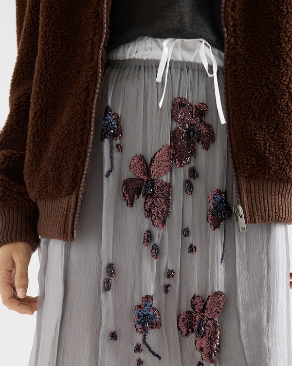 Embroidered chiffon midi-skirt Embroidered chiffon midi-skirt