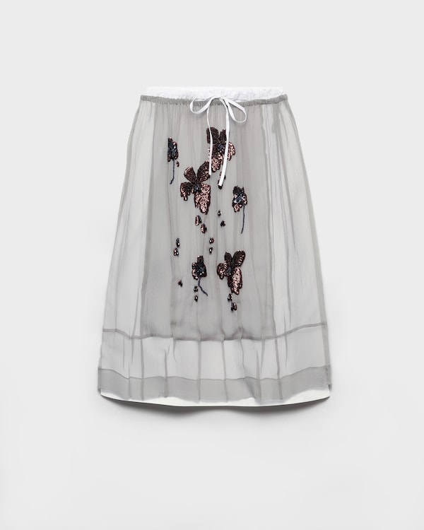 Embroidered chiffon midi-skirt Embroidered chiffon midi-skirt