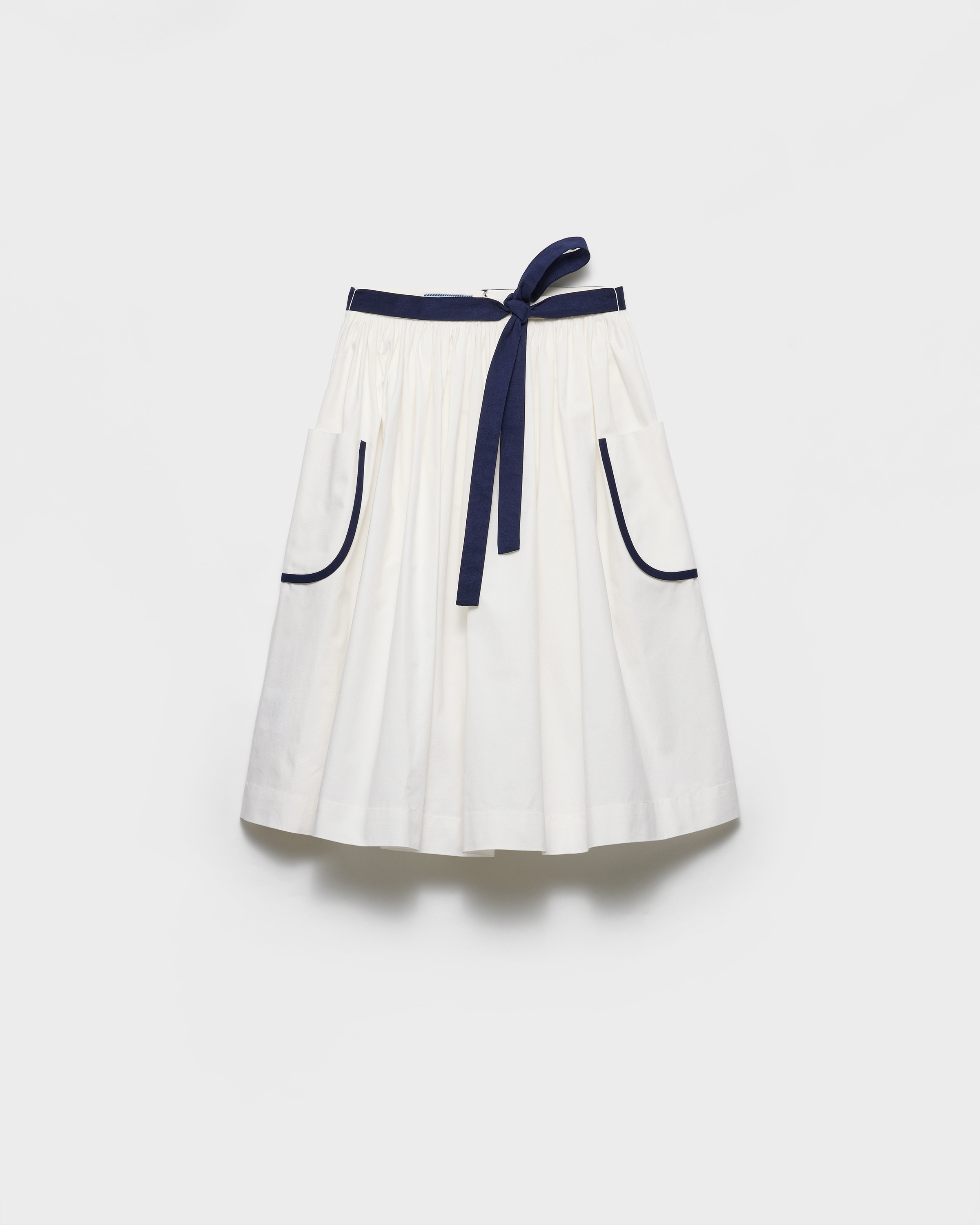 Prada Slubbed Toile Skirt, Woman, White, Size 46