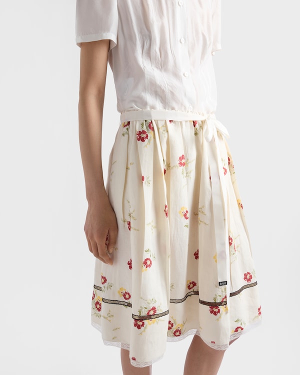 Floral print linen skirt - Ruby Red Floral print linen skirt - Ruby Red