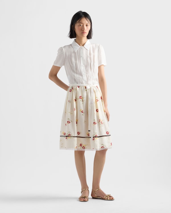 Floral print linen skirt - Ruby Red Floral print linen skirt - Ruby Red