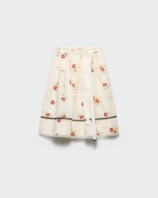Floral print linen skirt - Ruby Red Floral print linen skirt - Ruby Red