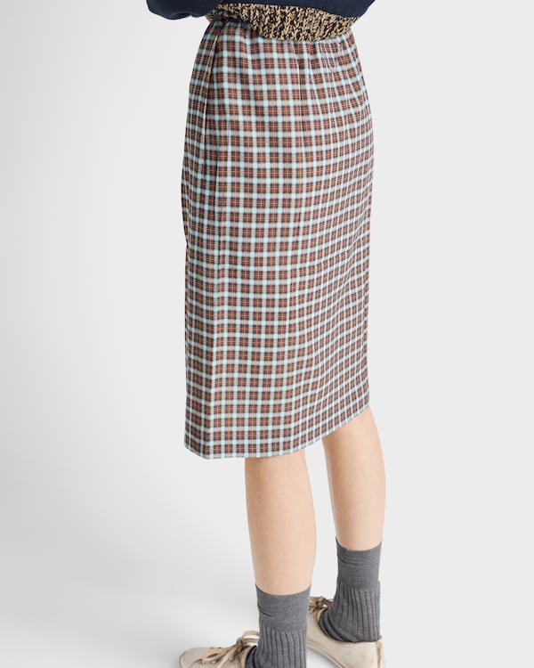 Checked stretch georgette skirt  Checked stretch georgette skirt