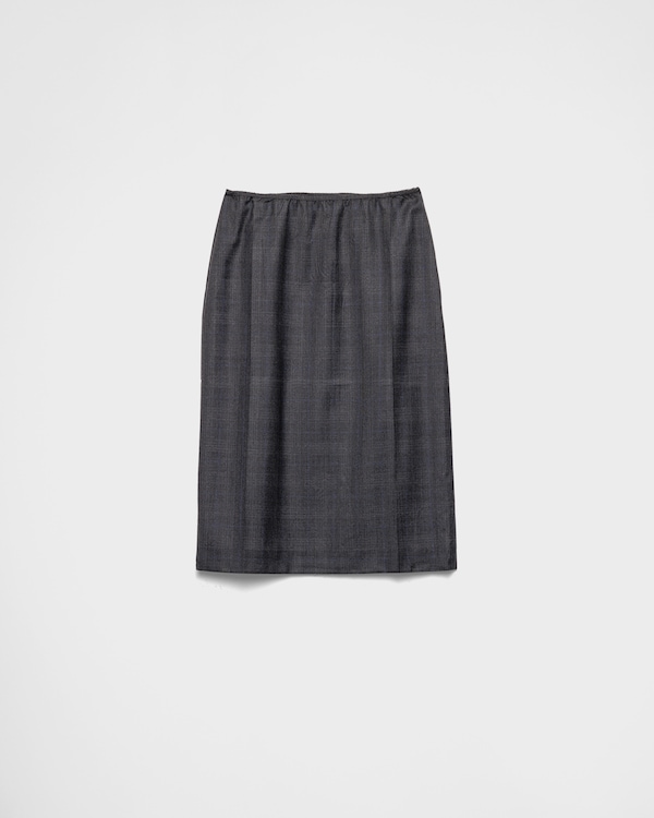 人気の新作 グレー ベルト付 PRADA | スカート ラッシュステッチ スカート